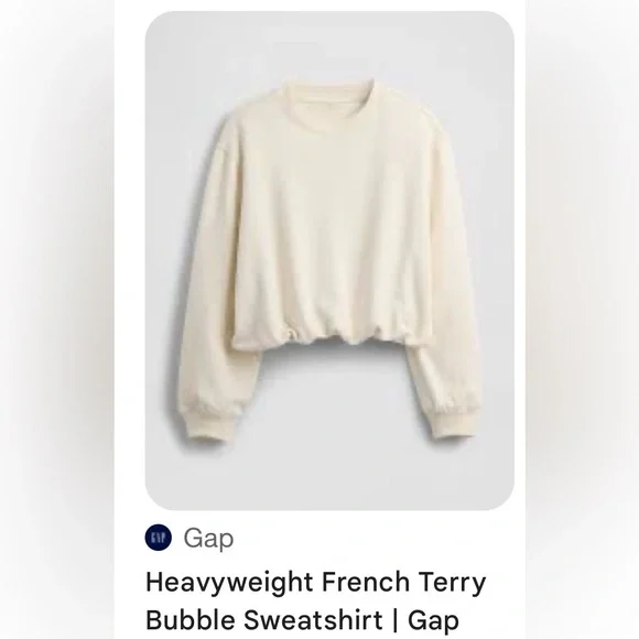 GAP NWT Cream Cropped Crewneck Sweatshirt 0427 - Picture 2 of 7